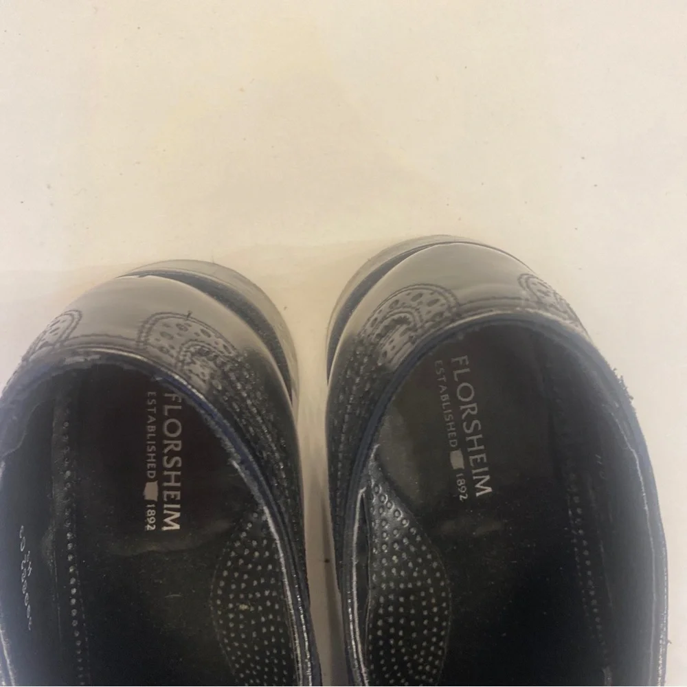 FLORSHEIM Black Wingtip Lace Up Dress Shoes Mens 9.5 D EUC lcsr $130